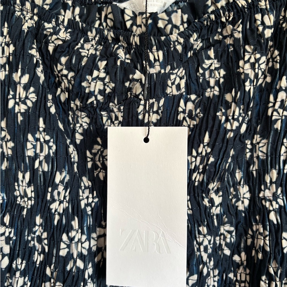 Zara Ruched Navy patterned mini - Picture 3 of 5